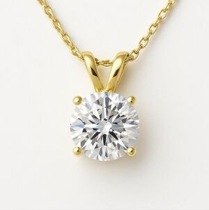 1/2 Carat Lab Grown Diamond Necklace Pendant 14K Yellow Gold Filled  Free Chain